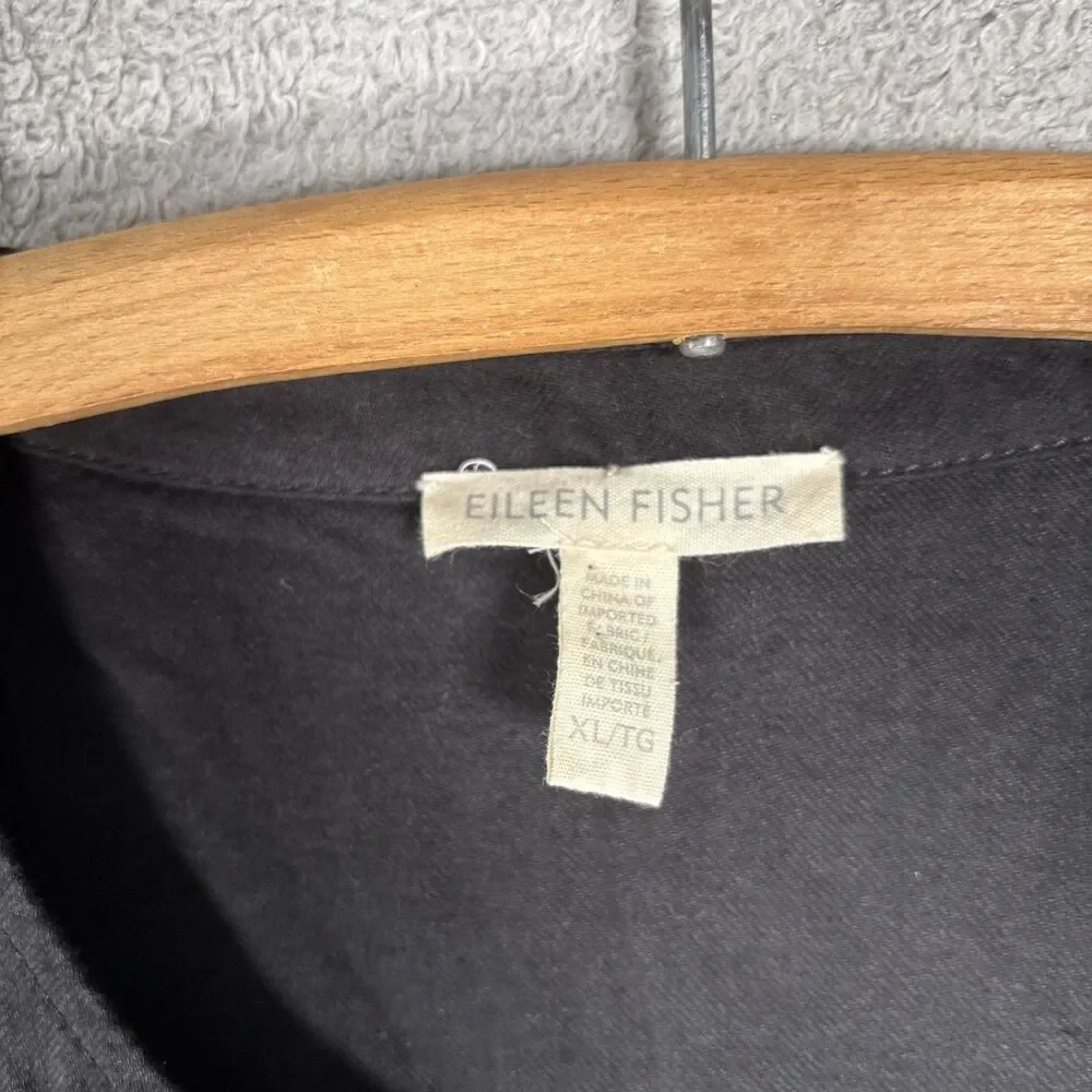 Eileen Fisher Organic Cotton Twill Shirttail Jacket Top XL‎ Lagenlook Minimalist